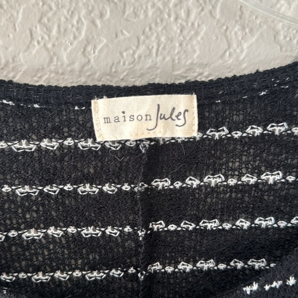 Maison Jules black with white stripe sweater poncho - Picture 2 of 3
